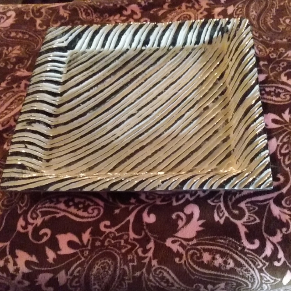 Zebra Print Square Decorative Plate - Picture 2 of 3